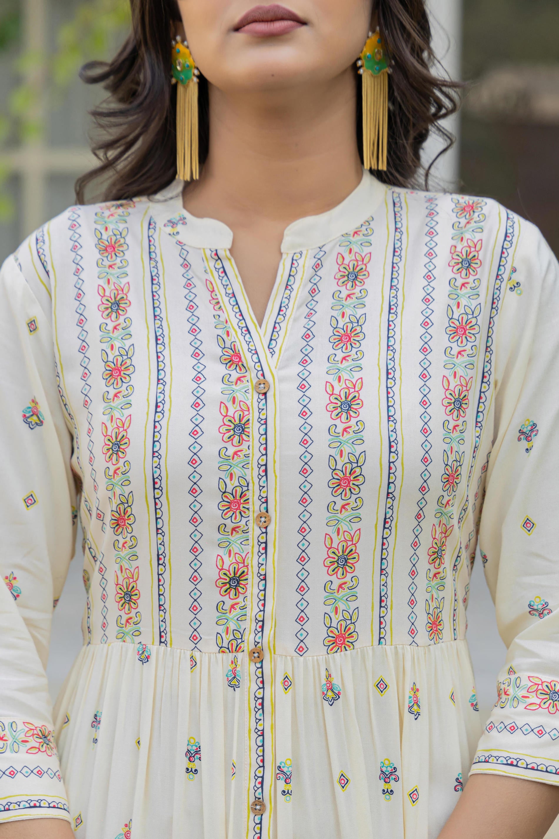 Women Ivory Printed Kurta
