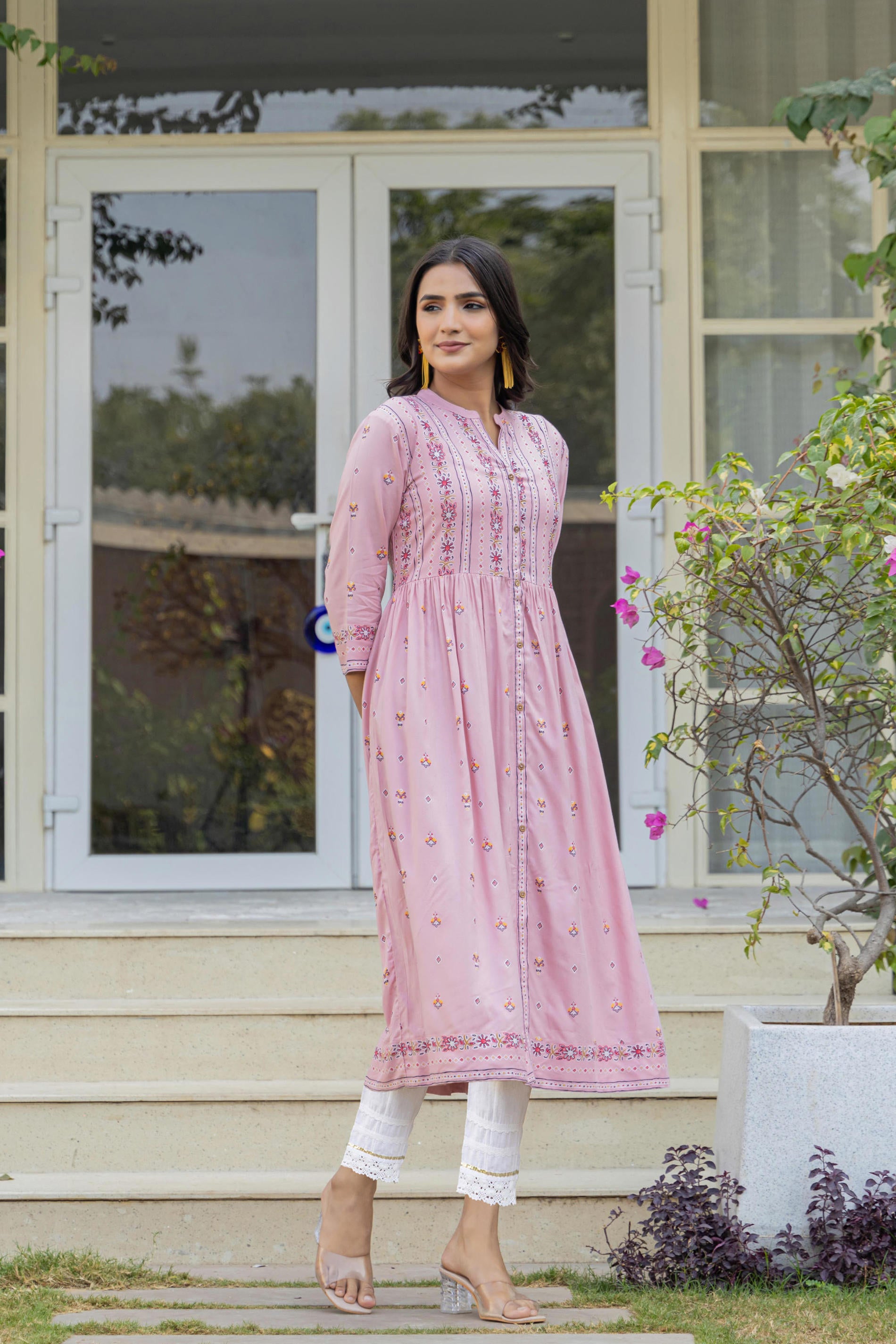 Women Pink Printed Kurta