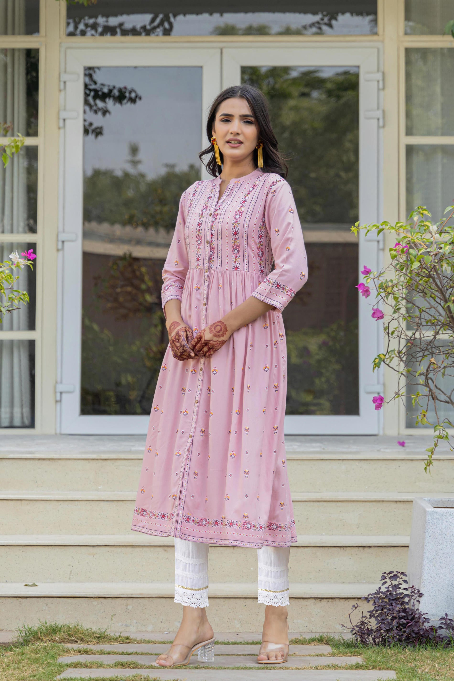 Women Pink Printed Kurta