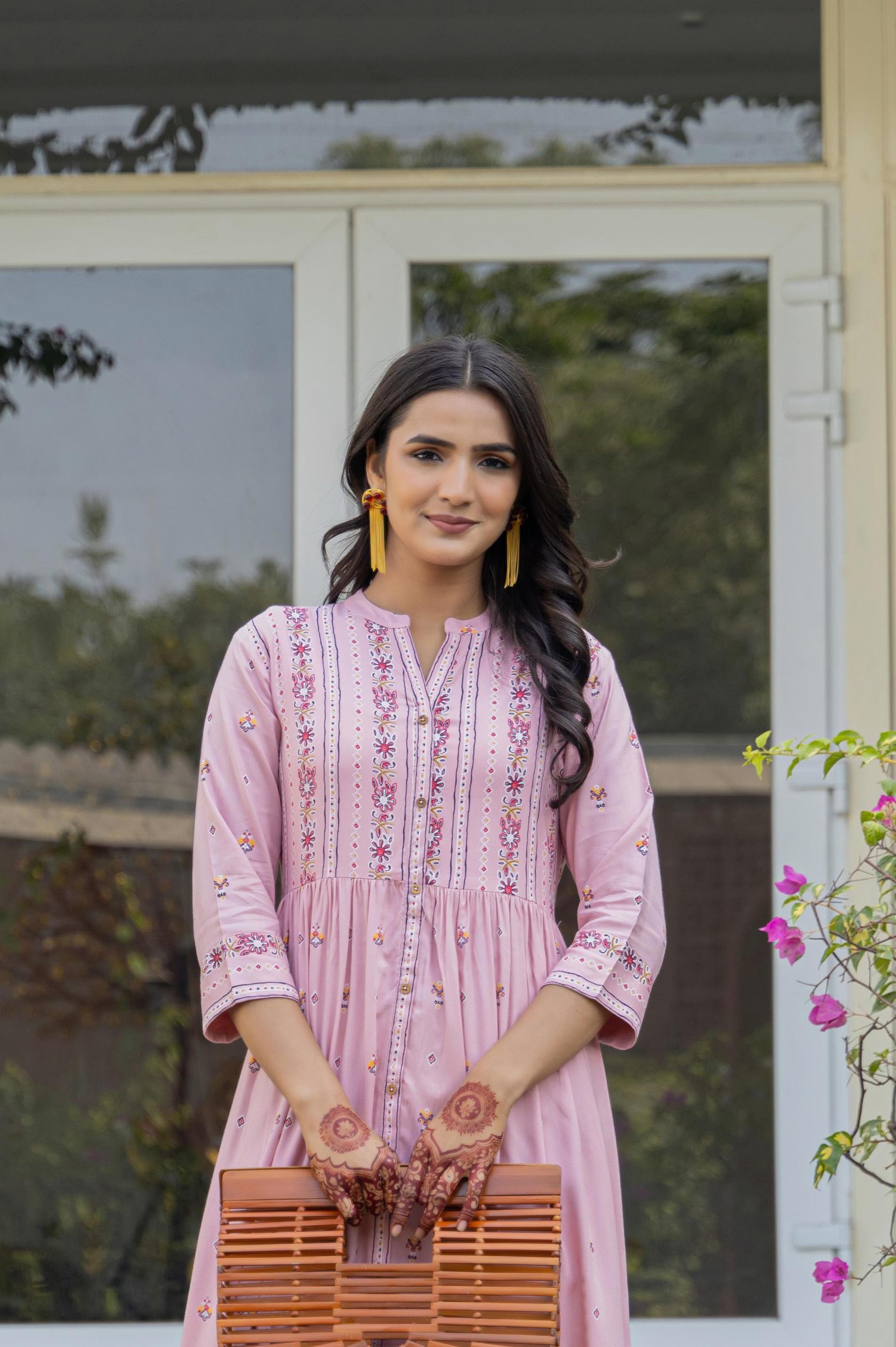 Women Pink Printed Kurta