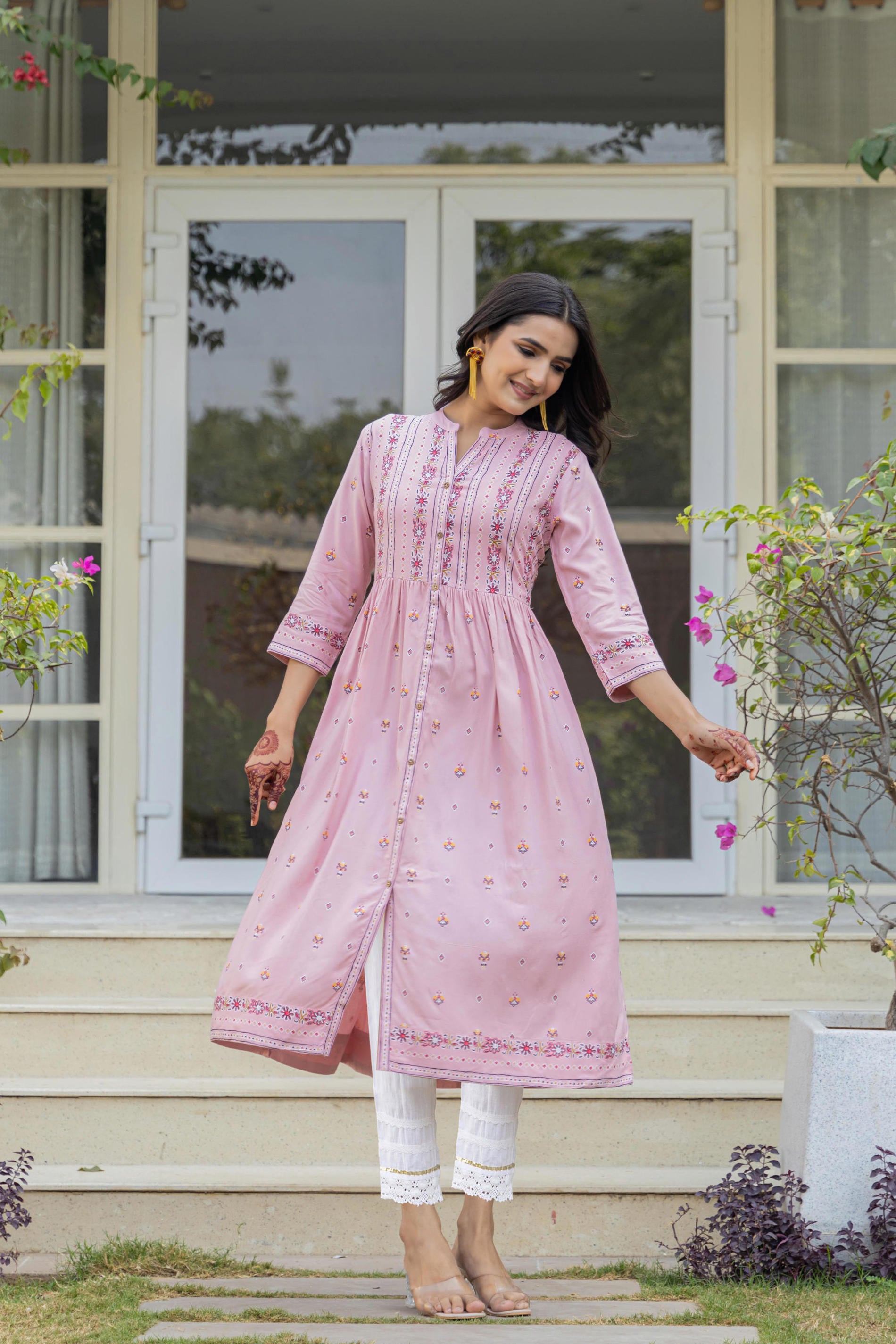 Women Pink Printed Kurta