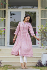 Women Pink Printed Kurta-P1223PINK_ON