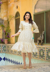 Women Ivory Printed Shortdress-P1226IVORY_ON