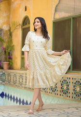 Women Ivory Printed Shortdress-P1226IVORY_ON