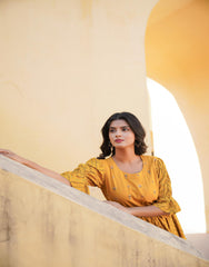 Women Mustard Printed Shortdress-P1226MUSTARD_ON