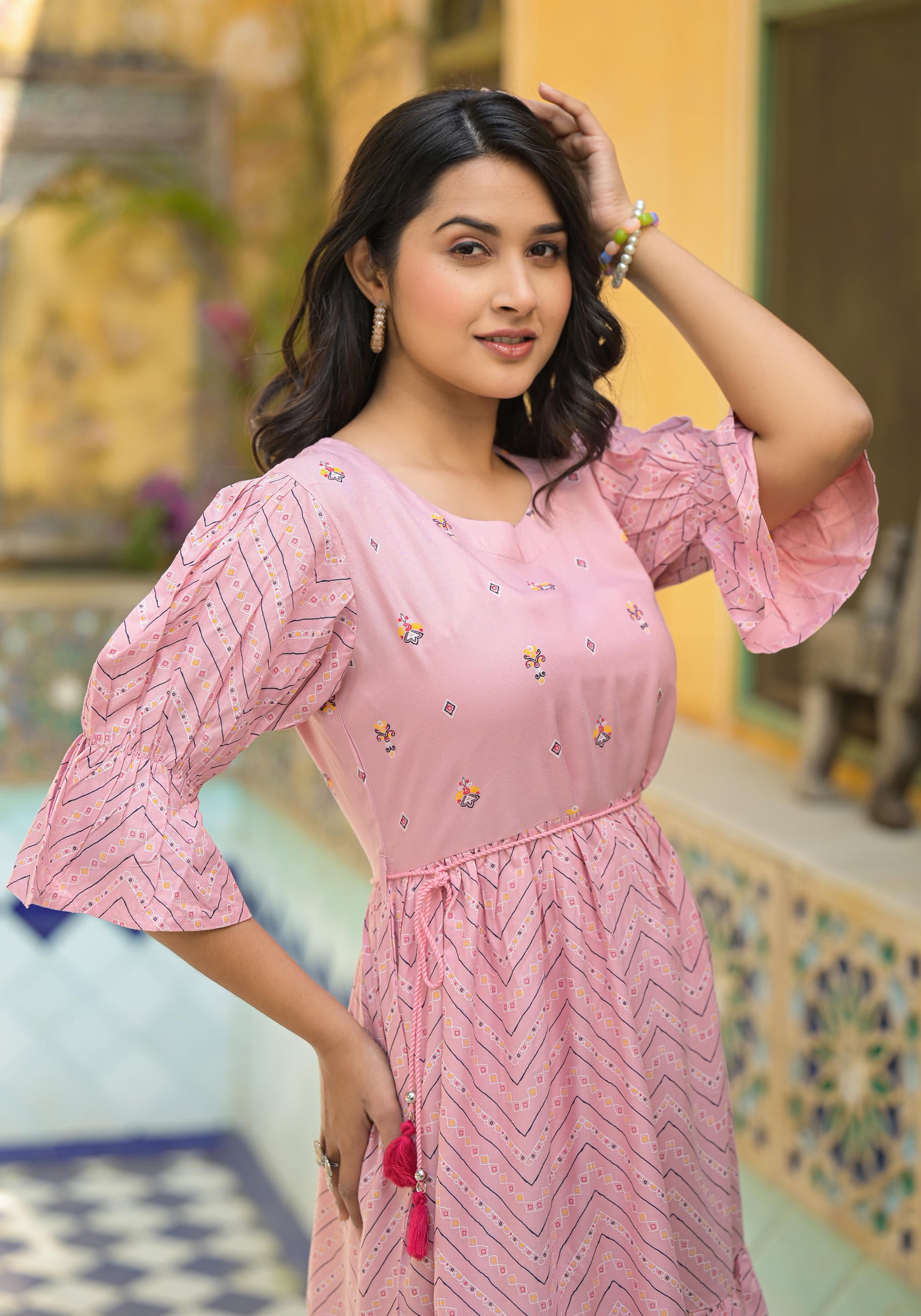 Blush Bloom Fit & Flare Short Dress-P1226PINK