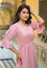 Blush Bloom Fit & Flare Short Dress-P1226PINK