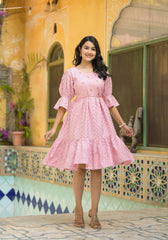 Blush Bloom Fit & Flare Short Dress-P1226PINK