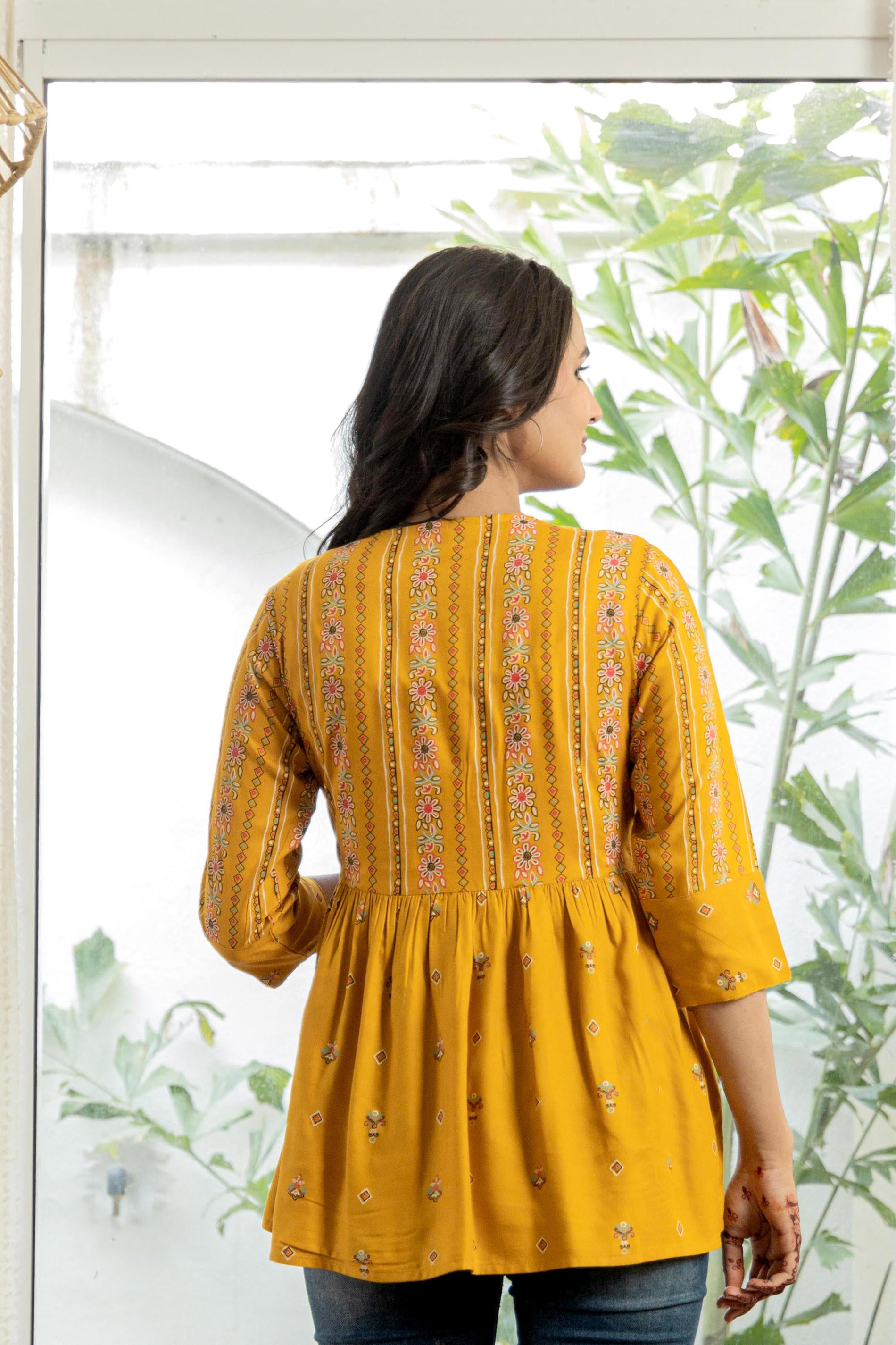 Women Mustard Printed Tunic