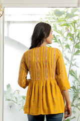 Women Mustard Printed Tunic-P1227MUSTARD_ON