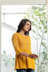 Women Mustard Printed Tunic-P1227MUSTARD_ON