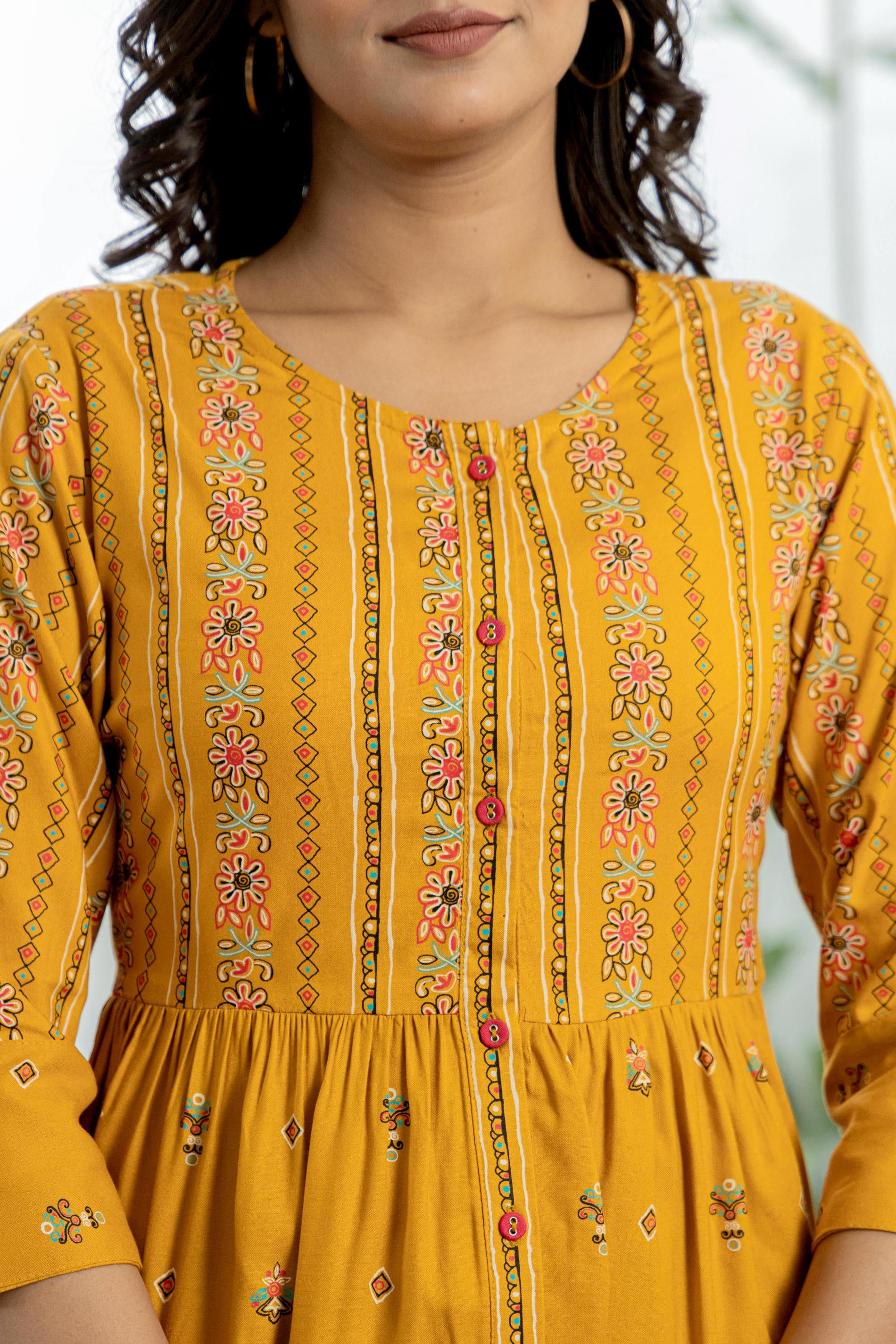 Women Mustard Printed Tunic
