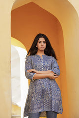 Women Blue Printed Tunic-P1251BLUE_ON