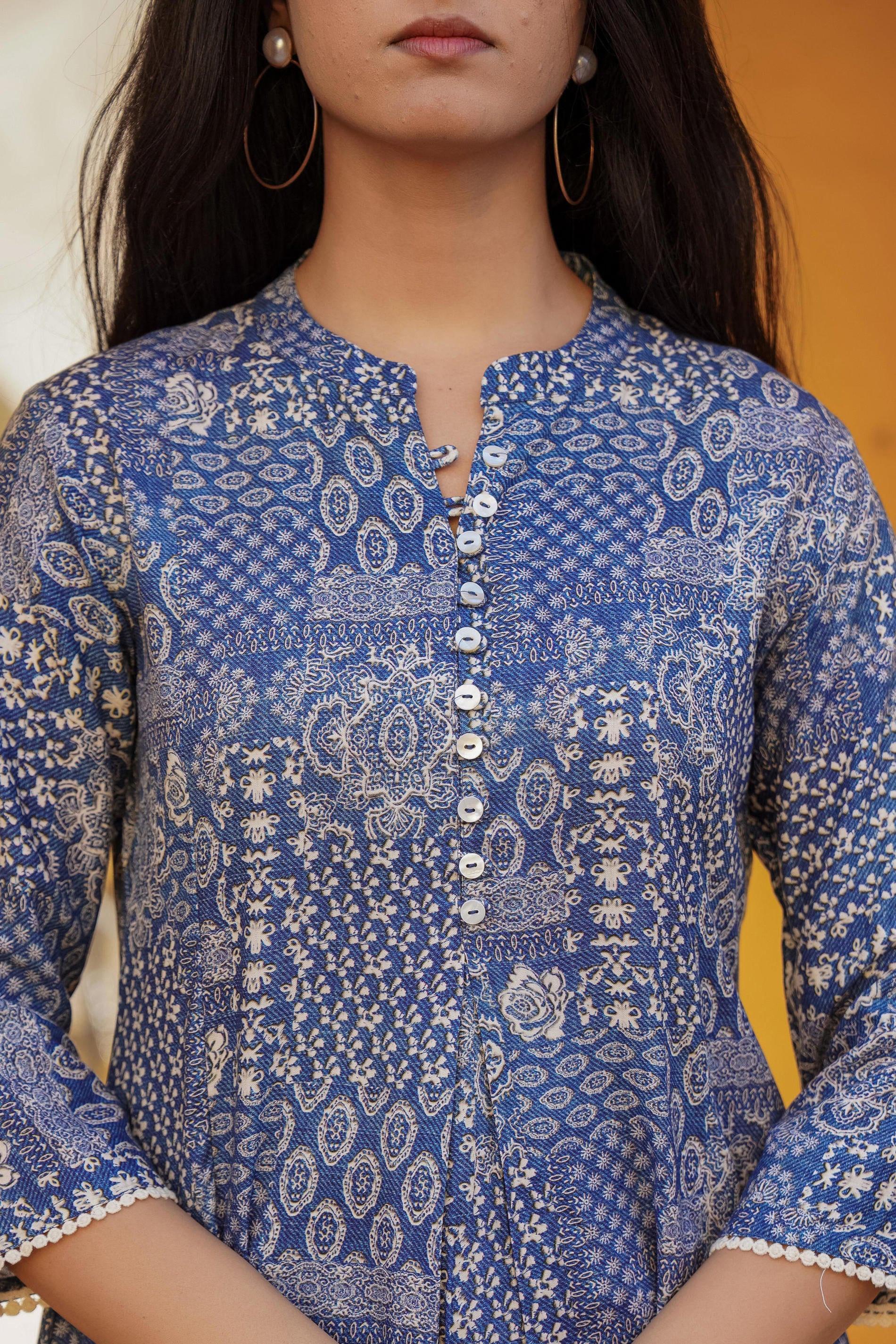 Women Blue Printed Tunic