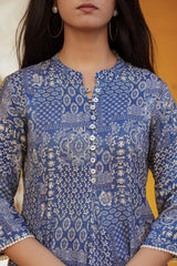 Women Blue Printed Tunic-P1251BLUE_ON