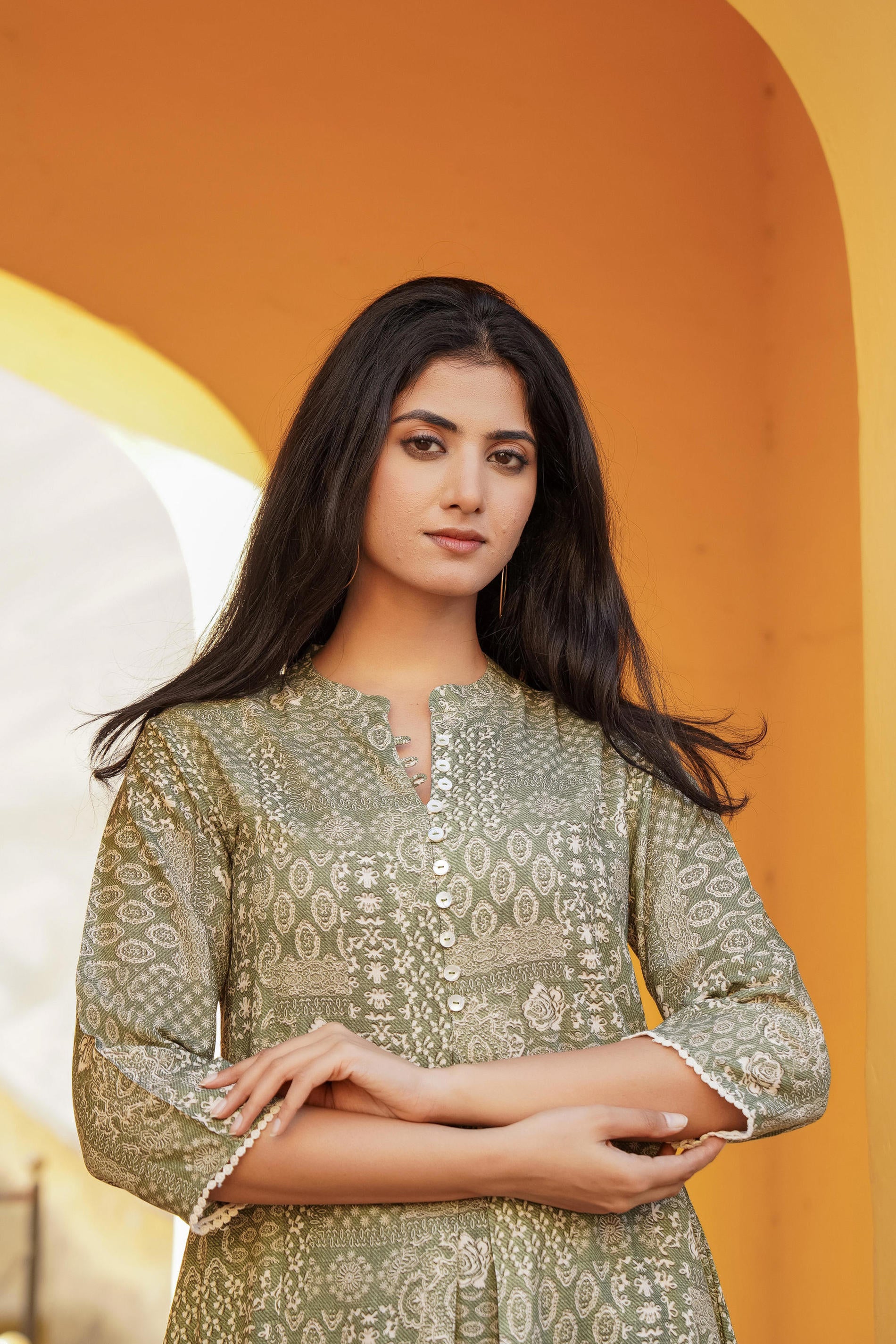 Women Green Printed Tunic