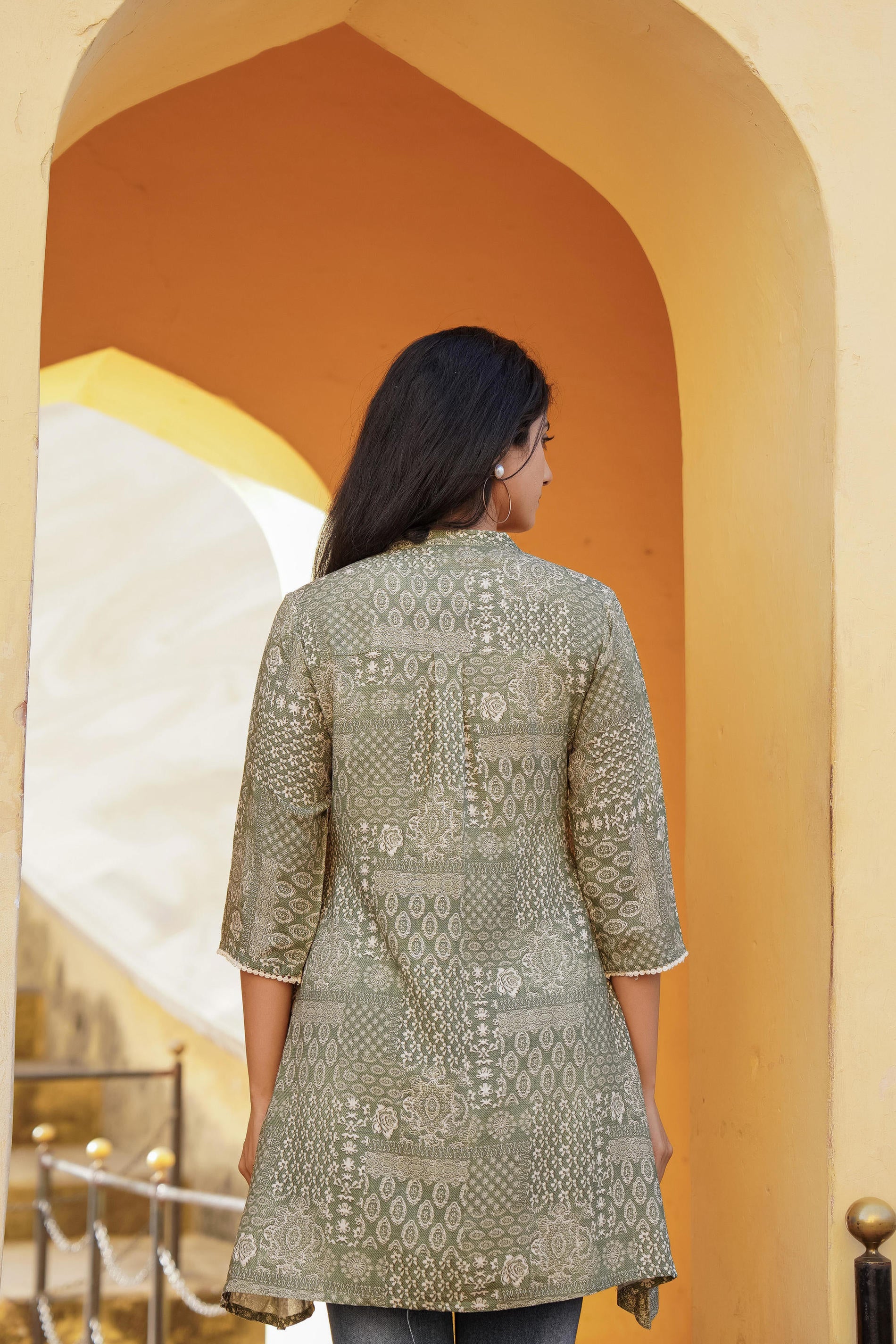 Women Green Printed Tunic
