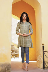 Women Green Printed Tunic-P1251GREEN_ON