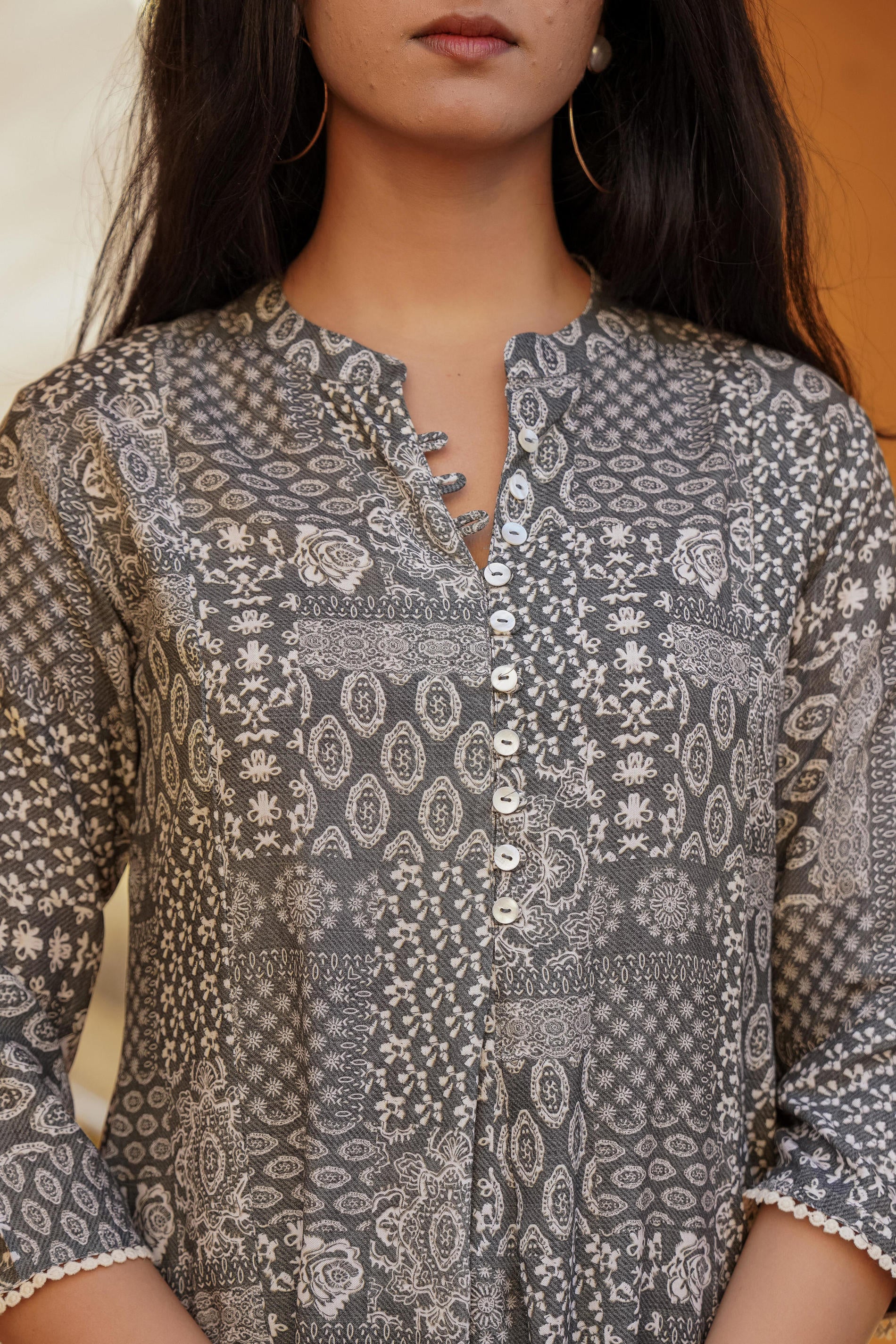 Women Grey Printed Tunic