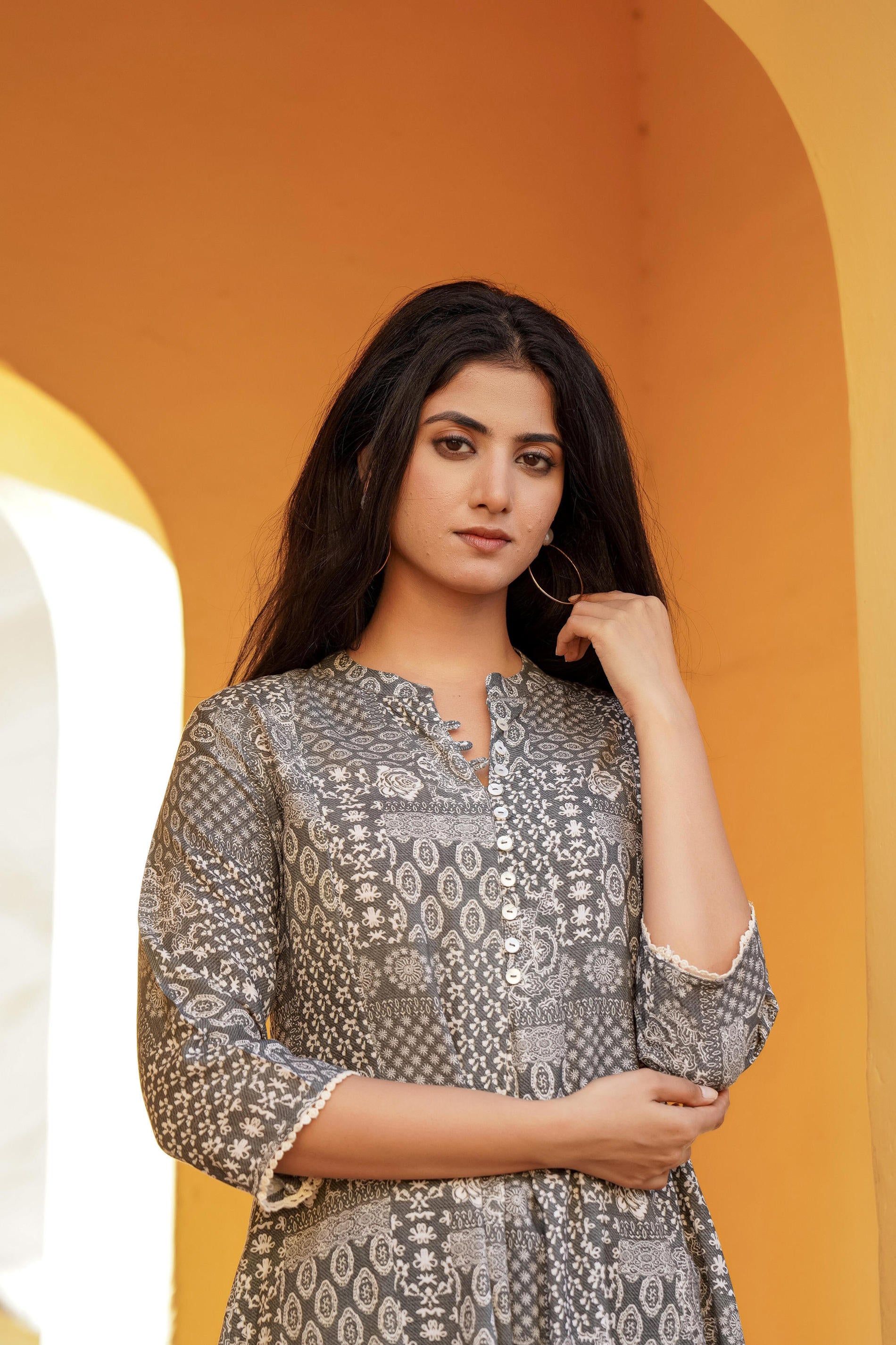 Women Grey Printed Tunic