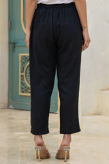 Women Black Viscose Solid Straight Pant-P1290BLACK_ON