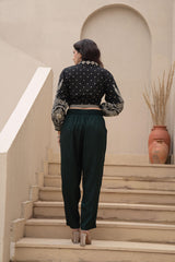 Women Bottlegreen Viscose Solid Straight Pant-P1290BOTTLEGREEN_ON