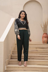 Women Bottlegreen Viscose Solid Straight Pant-P1290BOTTLEGREEN_ON