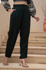 Women Bottlegreen Viscose Solid Straight Pant-P1290BOTTLEGREEN_ON