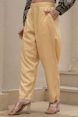 Women Gold Viscose Solid Straight Pant-P1290GOLD_ON