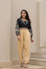 Women Gold Viscose Solid Straight Pant-P1290GOLD_ON