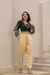 Women Gold Viscose Solid Straight Pant-P1290GOLD_ON