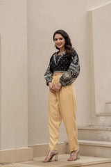 Women Gold Viscose Solid Straight Pant-P1290GOLD_ON