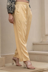 Women Gold Viscose Solid Straight Pant-P1290GOLD_ON