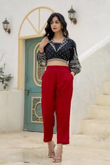 Women Maroon Viscose Solid Straight Pant-P1290MAROON_ON