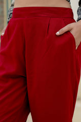 Women Maroon Viscose Solid Straight Pant-P1290MAROON_ON