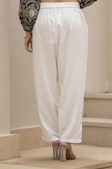 Women White Viscose Solid Straight Pant-P1290WHITE_ON