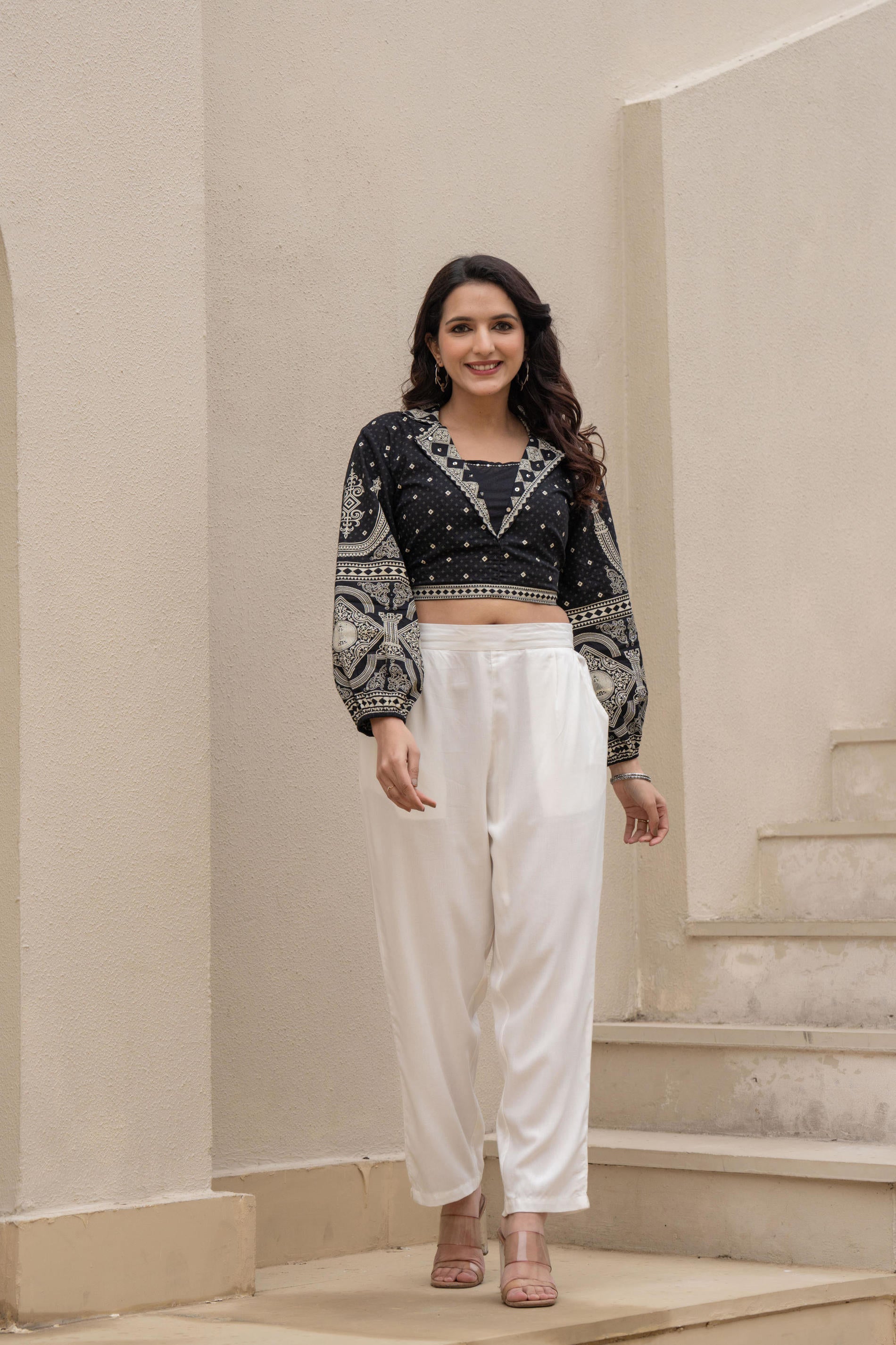 Women White Viscose Solid Straight Pant