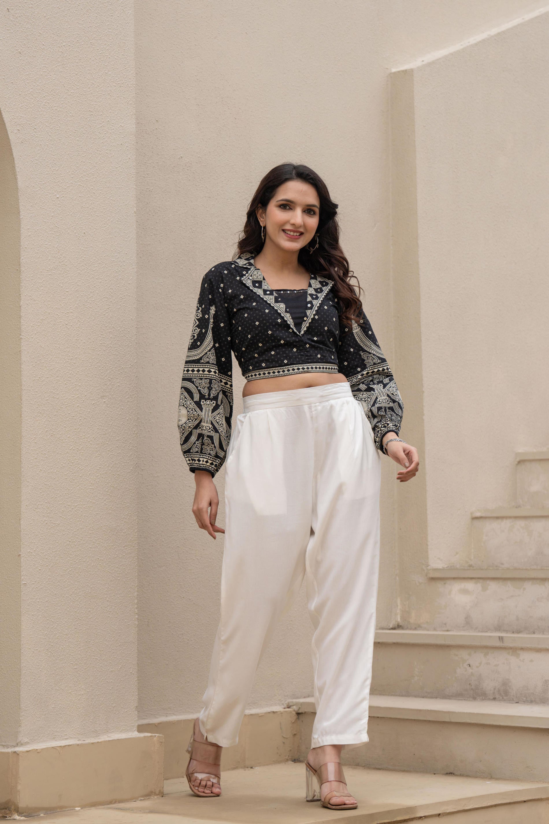 Women White Viscose Solid Straight Pant