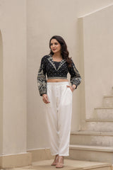 Women White Viscose Solid Straight Pant-P1290WHITE_ON