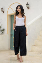 Women Black Viscose Solid Wide Palazzo-P1291BLACK_ON