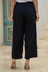 Women Black Viscose Solid Wide Palazzo-P1291BLACK_ON