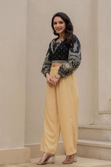 Women Gold Viscose Solid Wide Palazzo-P1291GOLD_ON