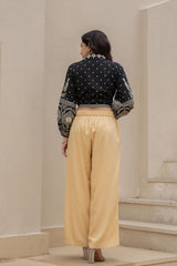 Women Gold Viscose Solid Wide Palazzo-P1291GOLD_ON