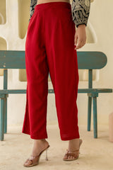 Women Maroon Viscose Solid Wide Palazzo-P1291MAROON_ON