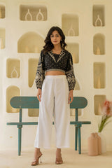 Solid White High-Waist Wide-Leg Palazzo Pants-P1291WHITE