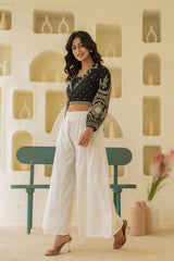 Solid White High-Waist Wide-Leg Palazzo Pants-P1291WHITE
