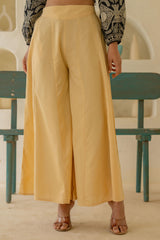 Women Gold Viscose Solid Flared Palazzo-P1292GOLD_ON