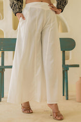 Women Offwhite Viscose Solid Flared Palazzo-P1292OFFWHITE_ON