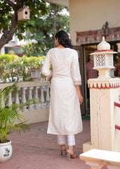 Women Offwhite Printed With Embroidered Straight Kurta-P1300OFFWHITE_ON