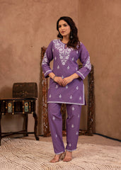 Lavender Serenity Thread-Embroidered Kurta Set-P1309PURPLE_ON
